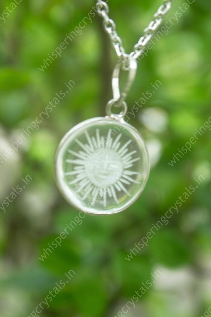 Clear Quartz Surya Pendant to Enhance clarity, focus and concentration - Image 4