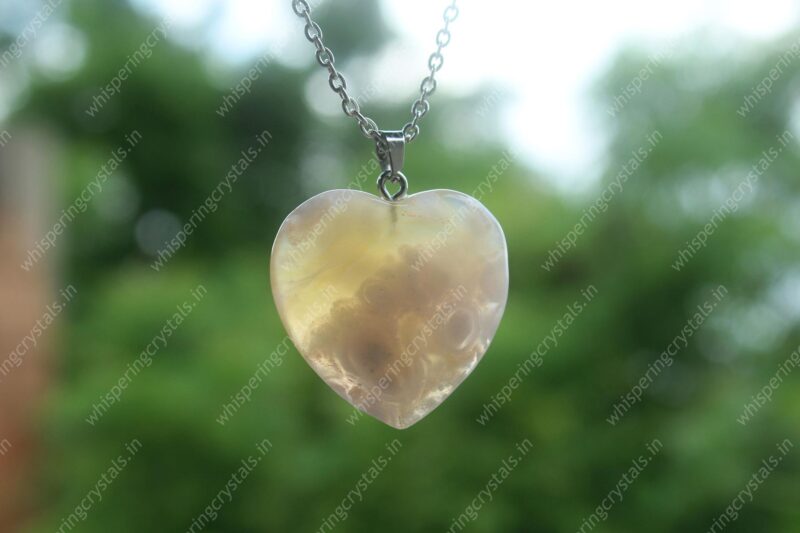 Flower Agate Heart Pendant