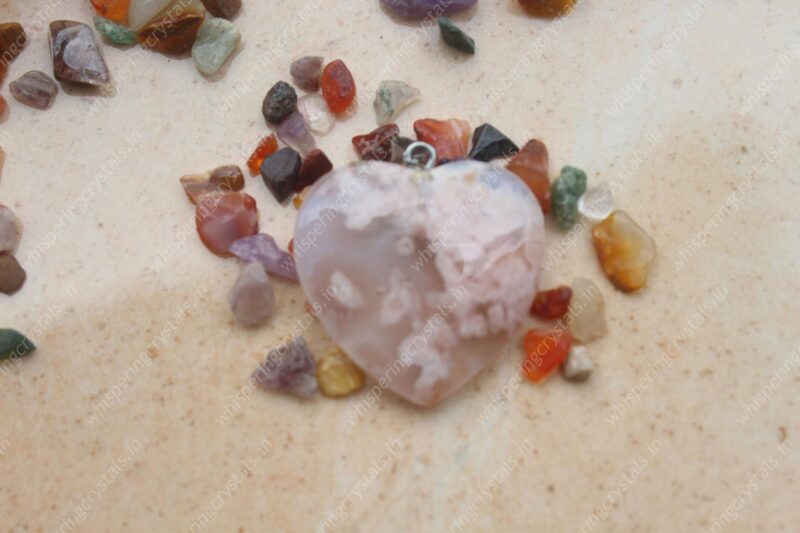 Flower Agate Heart Pendant - Image 2