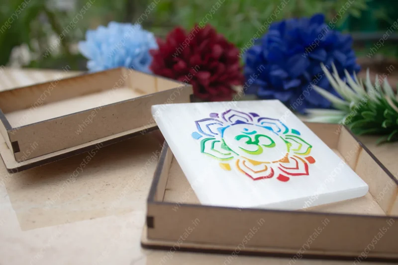 Selenite Charging Plate with Aum for Cleansing & Charging - Image 3