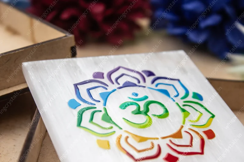 Selenite Charging Plate with Aum for Cleansing & Charging - Image 4